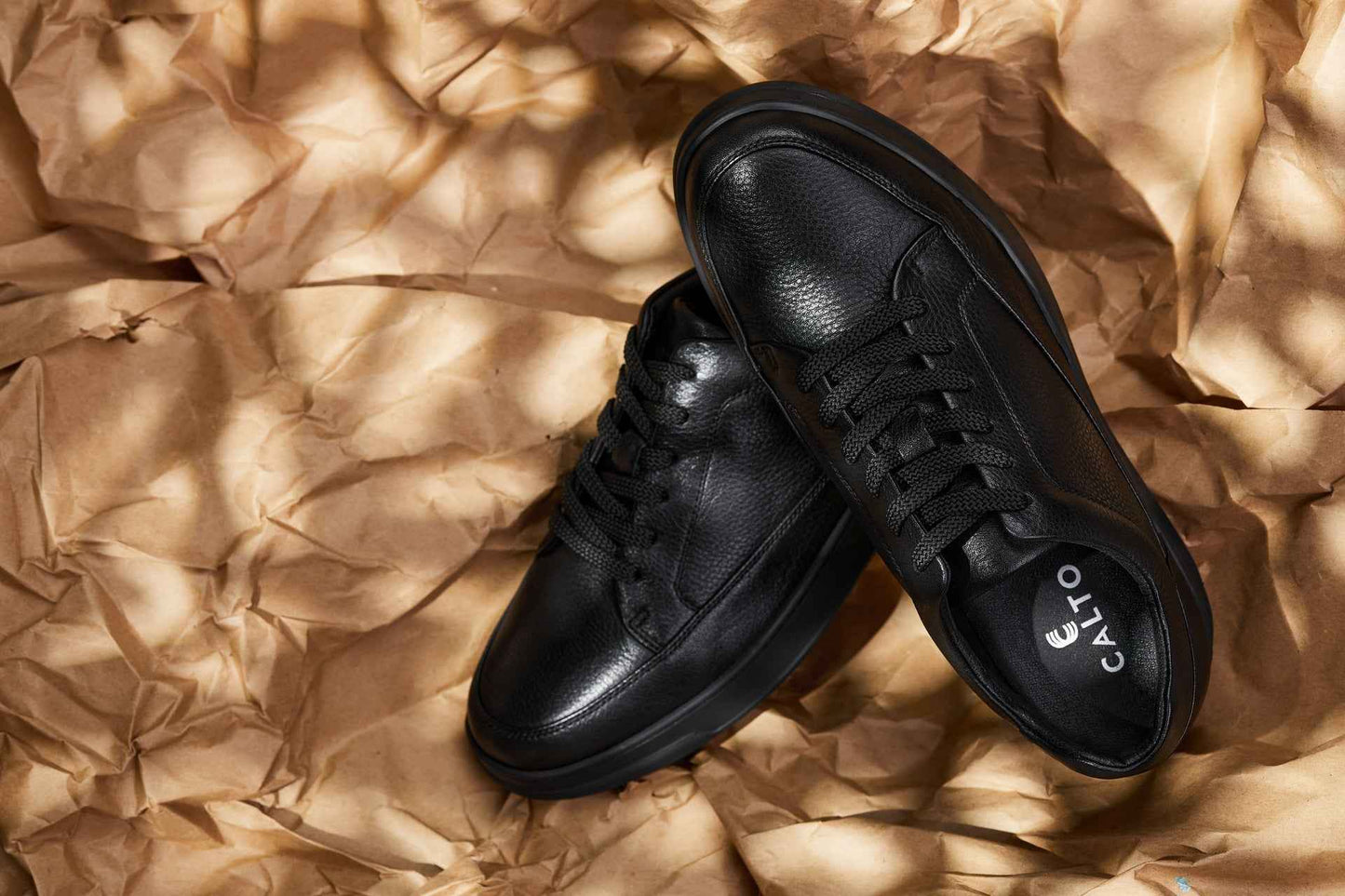 CALTO - Y7111 - 2.6 Inches Taller (Black) - Elevated Pebble Grain Leather Sneakers Tallmenshoes.com