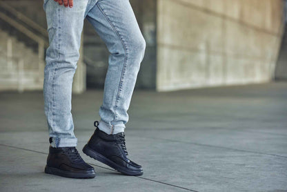 CALTO - Y7112 - 2.8 Inches Taller (Black) - Nappa Leather Moc-Toe Sneak-Boots Tallmenshoes.com