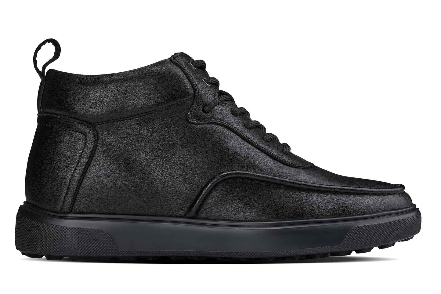 CALTO - Y7112 - 2.8 Inches Taller (Black) - Nappa Leather Moc-Toe Sneak-Boots Tallmenshoes.com