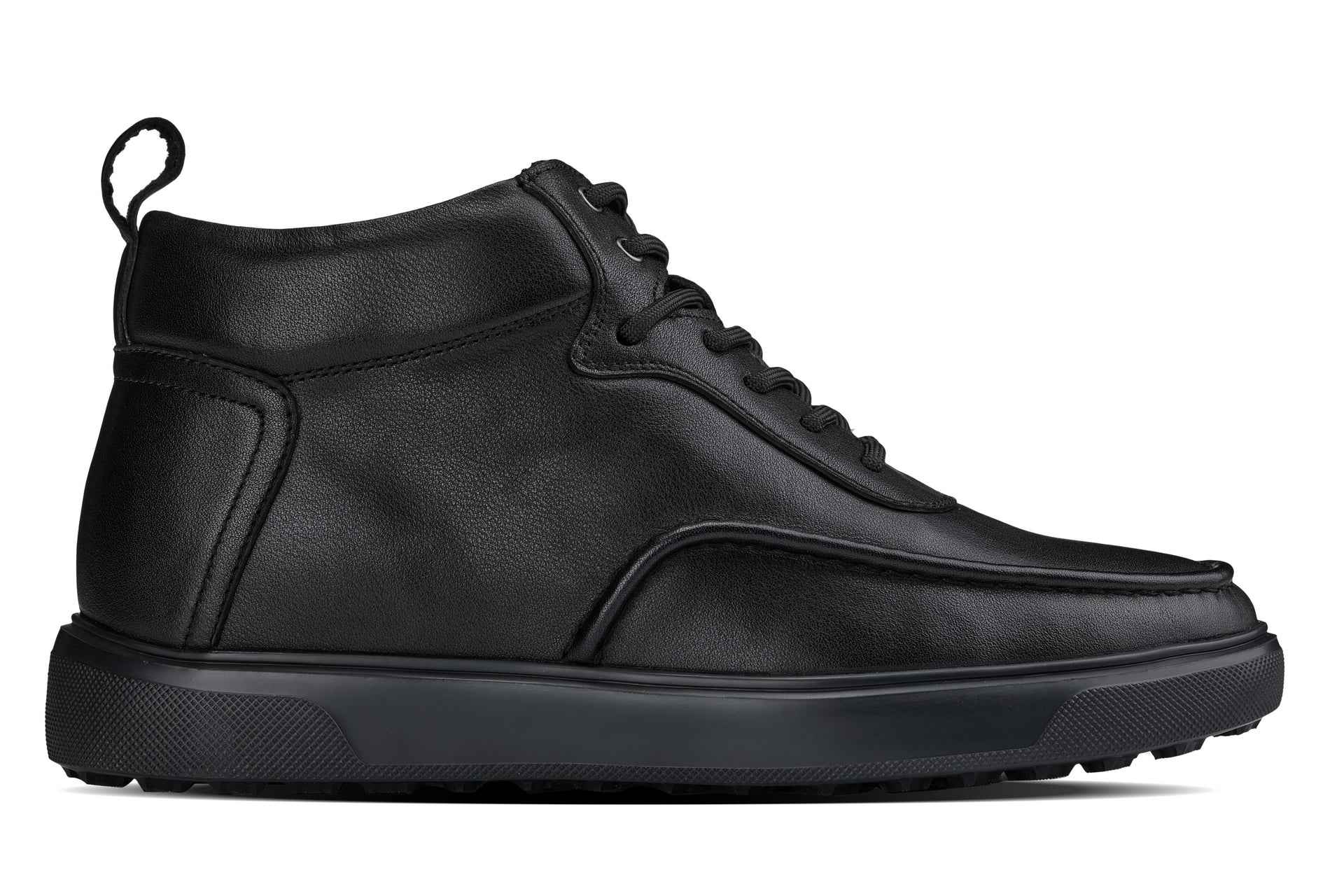CALTO - Y7112 - 2.8 Inches Taller (Black) - Nappa Leather Moc-Toe Sneak-Boots Tallmenshoes.com