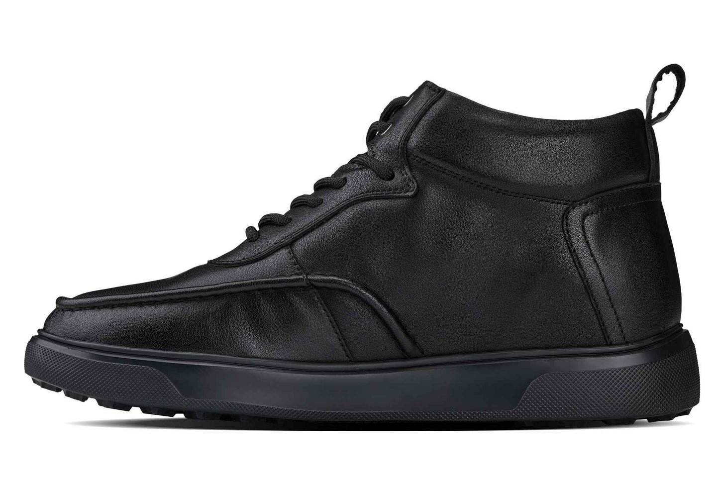 CALTO - Y7112 - 2.8 Inches Taller (Black) - Nappa Leather Moc-Toe Sneak-Boots Tallmenshoes.com