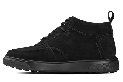 CALTO - Y7113 - 2.8 Inches Taller (Black) - Nubuck Suede Moc-Toe Sneak-Boots Tallmenshoes.com