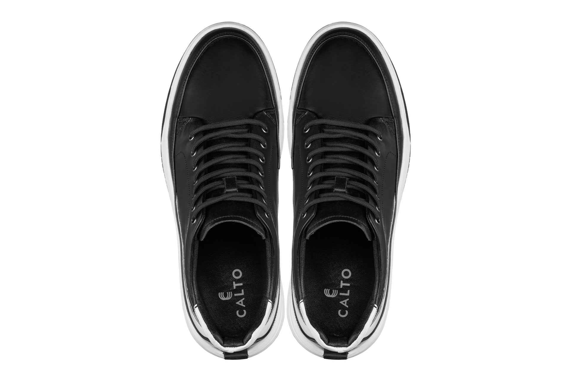 CALTO - Y7150 - 2.6 Inches Taller (Black) - Leather Ankle Top Sneak-Boot Tallmenshoes.com