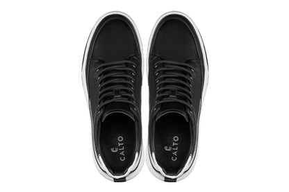 CALTO - Y7150 - 2.6 Inches Taller (Black) - Leather Ankle Top Sneak-Boot Tallmenshoes.com