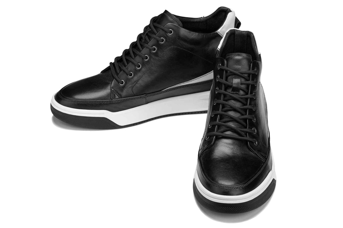 CALTO - Y7150 - 2.6 Inches Taller (Black) - Leather Ankle Top Sneak-Boot Tallmenshoes.com