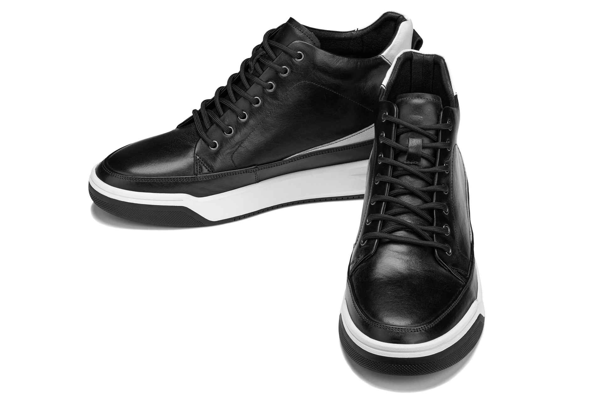 CALTO - Y7150 - 2.6 Inches Taller (Black) - Leather Ankle Top Sneak-Boot Tallmenshoes.com