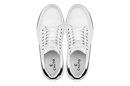CALTO - Y7151 - 2.6 Inches Taller (Off-White) - Leather Ankle Top Sneak-Boot Tallmenshoes.com