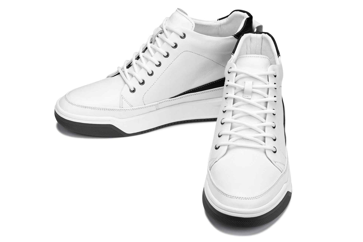 CALTO - Y7151 - 2.6 Inches Taller (Off-White) - Leather Ankle Top Sneak-Boot Tallmenshoes.com