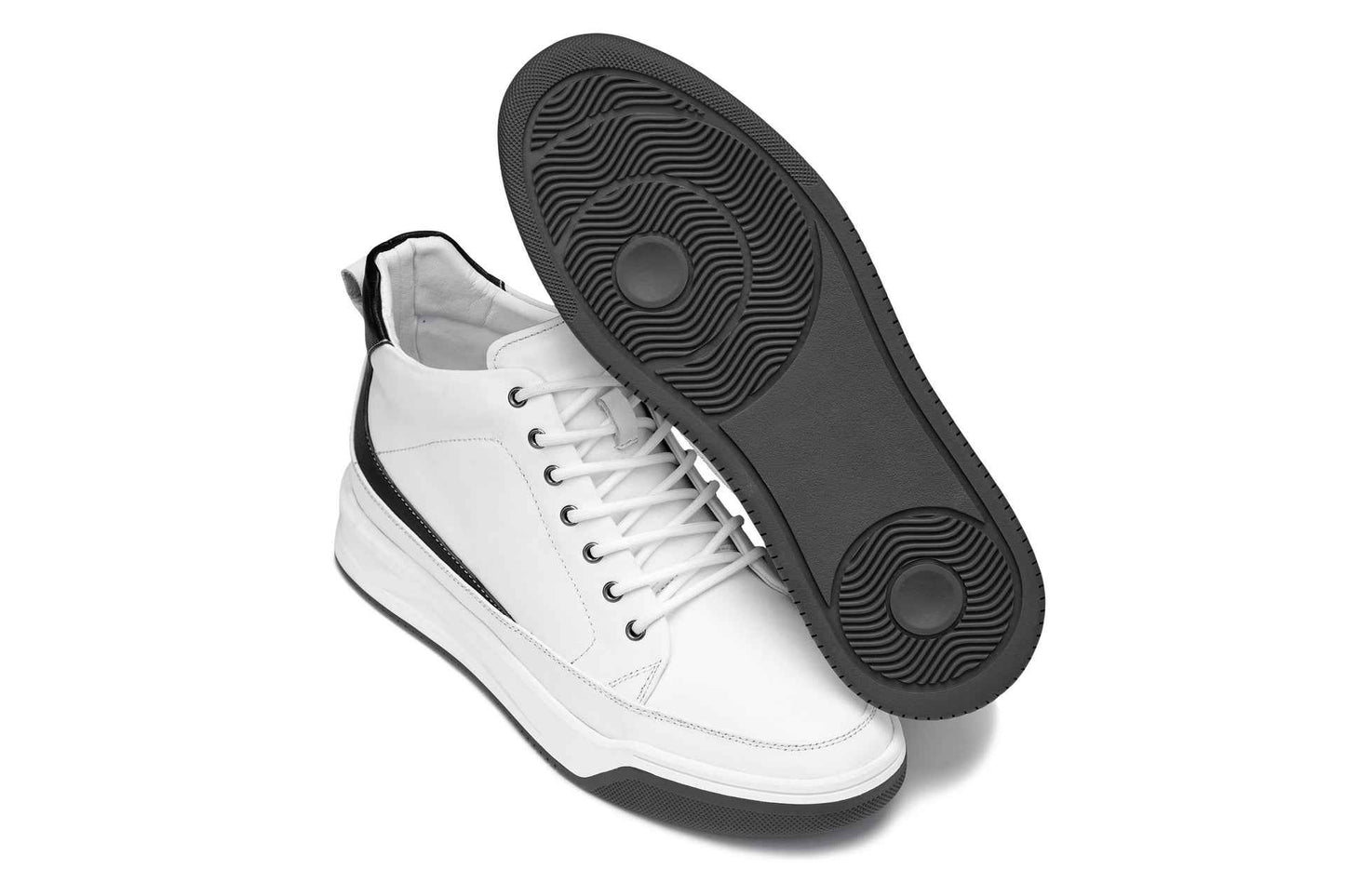 CALTO - Y7151 - 2.6 Inches Taller (Off-White) - Leather Ankle Top Sneak-Boot Tallmenshoes.com