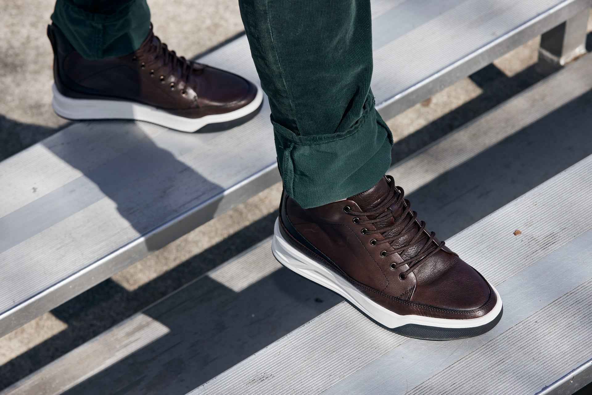 CALTO - Y7152 - 2.6 Inches Taller (Coffee Brown) - Leather Ankle Top Sneak-Boot Tallmenshoes.com