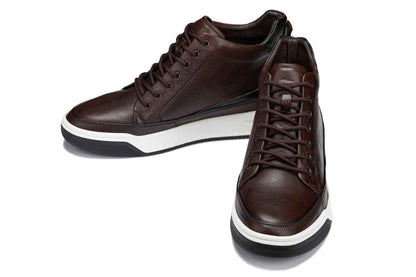 CALTO - Y7152 - 2.6 Inches Taller (Coffee Brown) - Leather Ankle Top Sneak-Boot Tallmenshoes.com