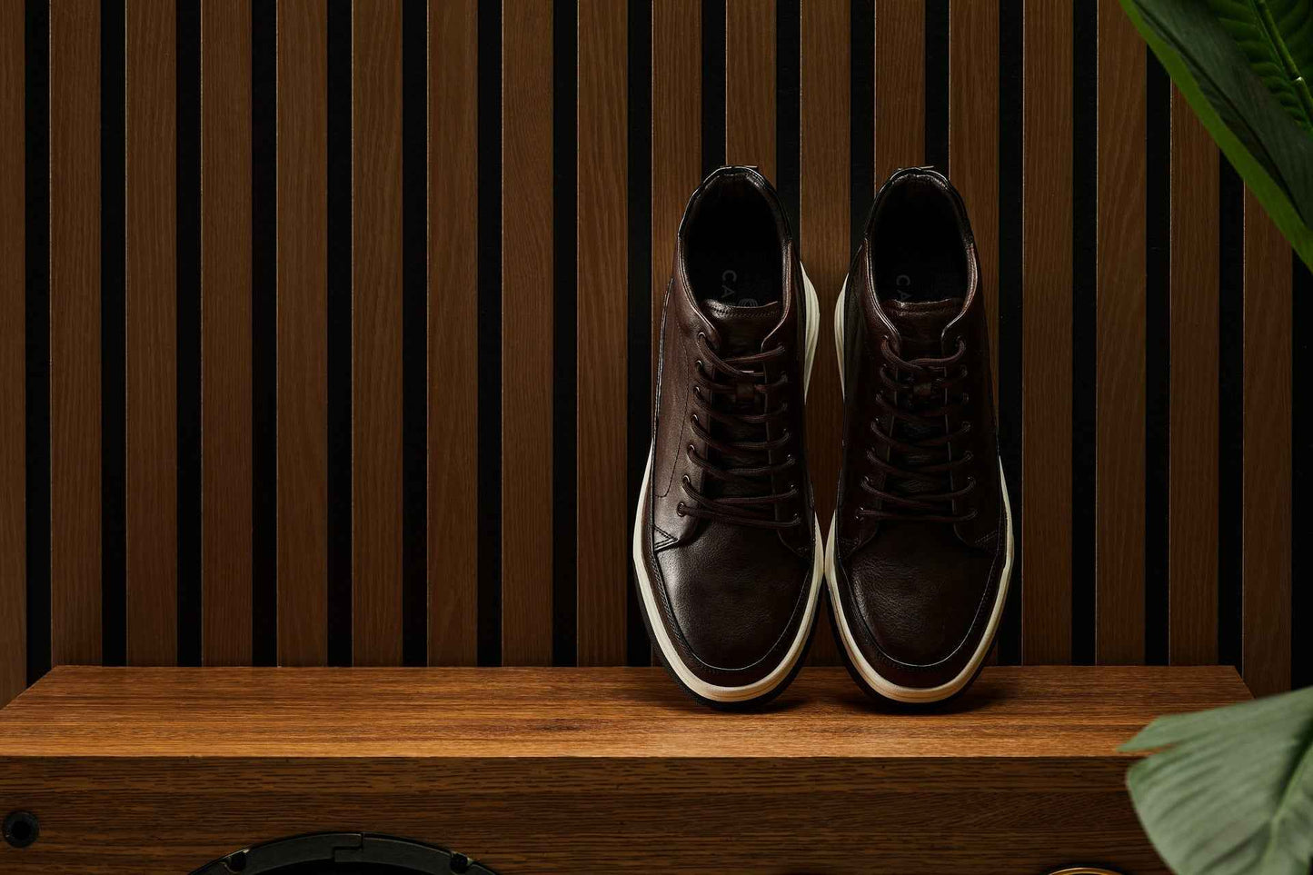 CALTO - Y7152 - 2.6 Inches Taller (Coffee Brown) - Leather Ankle Top Sneak-Boot Tallmenshoes.com