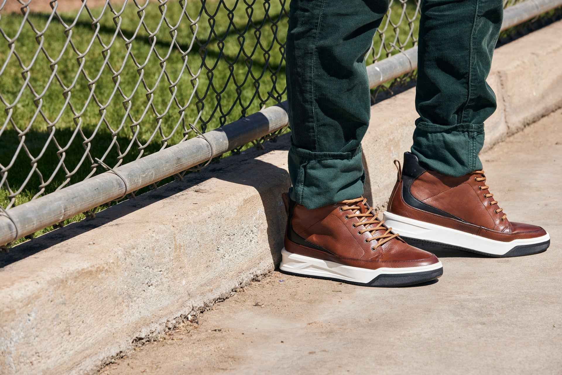 CALTO - Y7153 - 2.6 Inches Taller (Brown) - Leather Ankle Top Sneak-Boot Tallmenshoes.com