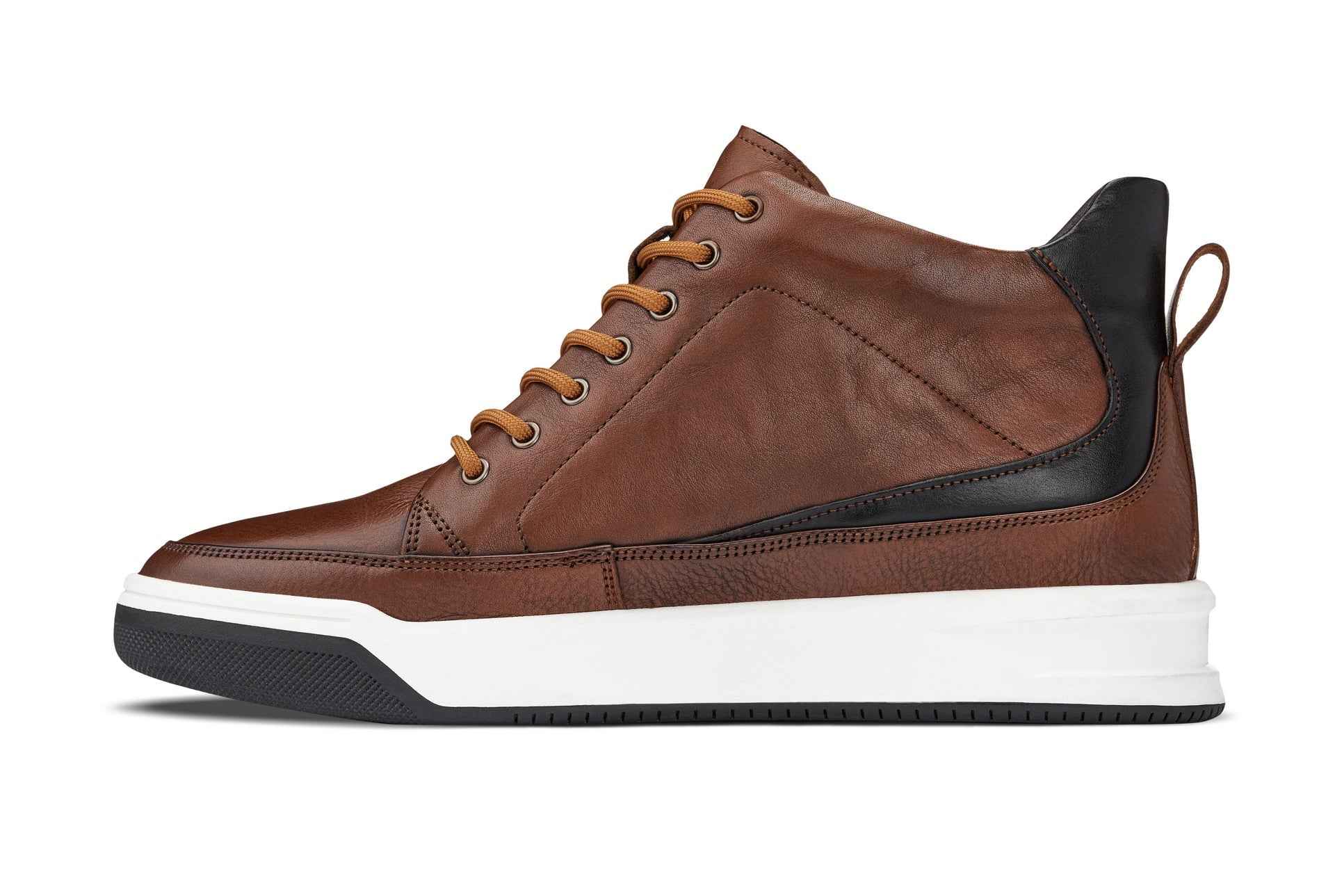 CALTO - Y7153 - 2.6 Inches Taller (Brown) - Leather Ankle Top Sneak-Boot Tallmenshoes.com