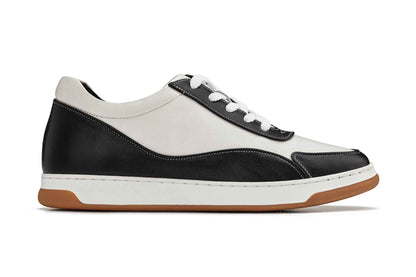 CALTO - Y7884 - 2.6 Inches Taller (Black/White/White & Gum Sole) - Elevated Leather Sneakers Tallmenshoes.com