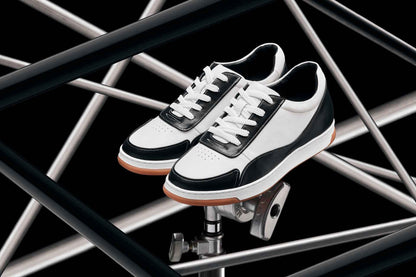 CALTO - Y7884 - 2.6 Inches Taller (Black/White/White & Gum Sole) - Elevated Leather Sneakers Tallmenshoes.com