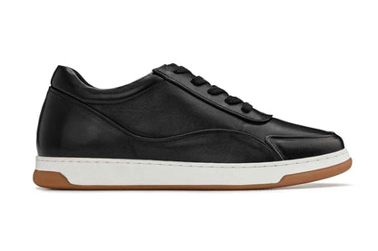 CALTO - Y7885 - 2.6 Inches Taller (Black/White & Gum Sole) - Elevated Leather Sneakers Tallmenshoes.com