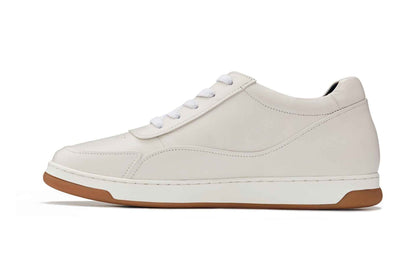 CALTO - Y7886 - 2.6 Inches Taller (Off-White/White & Gum Sole) - Elevated Leather Sneakers Tallmenshoes.com