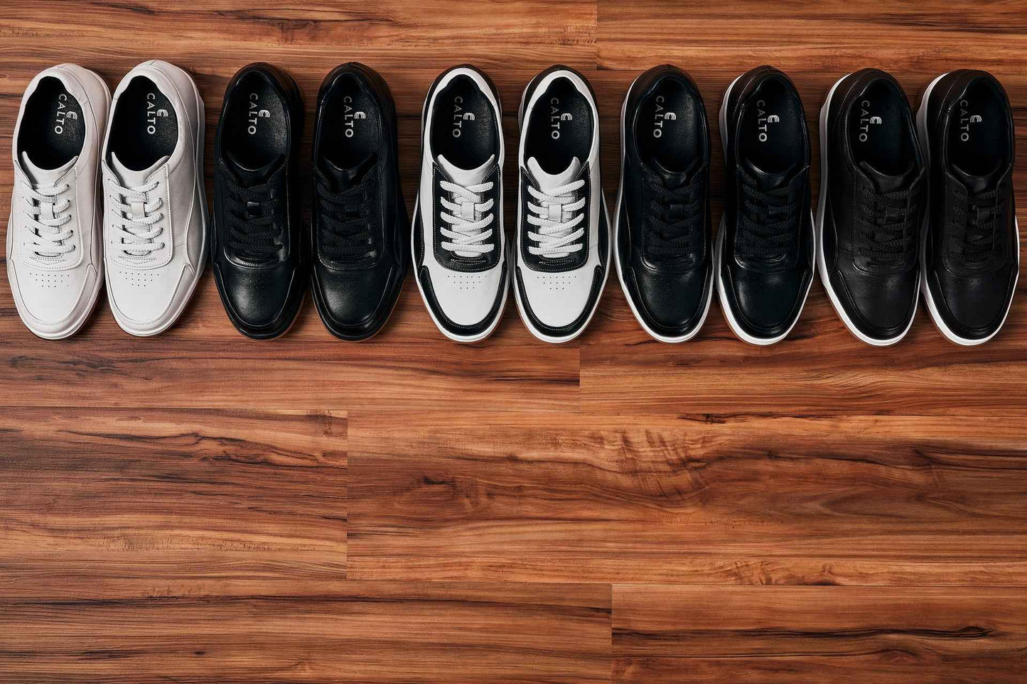 CALTO - Y7886 - 2.6 Inches Taller (Off-White/White & Gum Sole) - Elevated Leather Sneakers Tallmenshoes.com