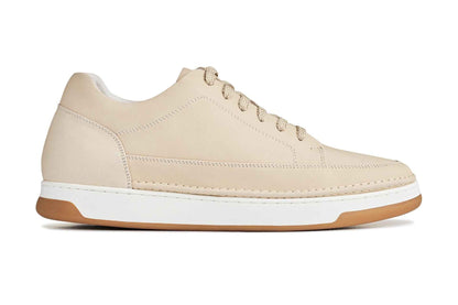 CALTO - Y7934 - 2.6 Inches Taller (Ivory White Suede/White & Gum Sole) - Elevated Leather Sneakers Tallmenshoes.com