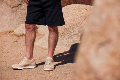 CALTO - Y7934 - 2.6 Inches Taller (Ivory White Suede/White & Gum Sole) - Elevated Leather Sneakers Tallmenshoes.com