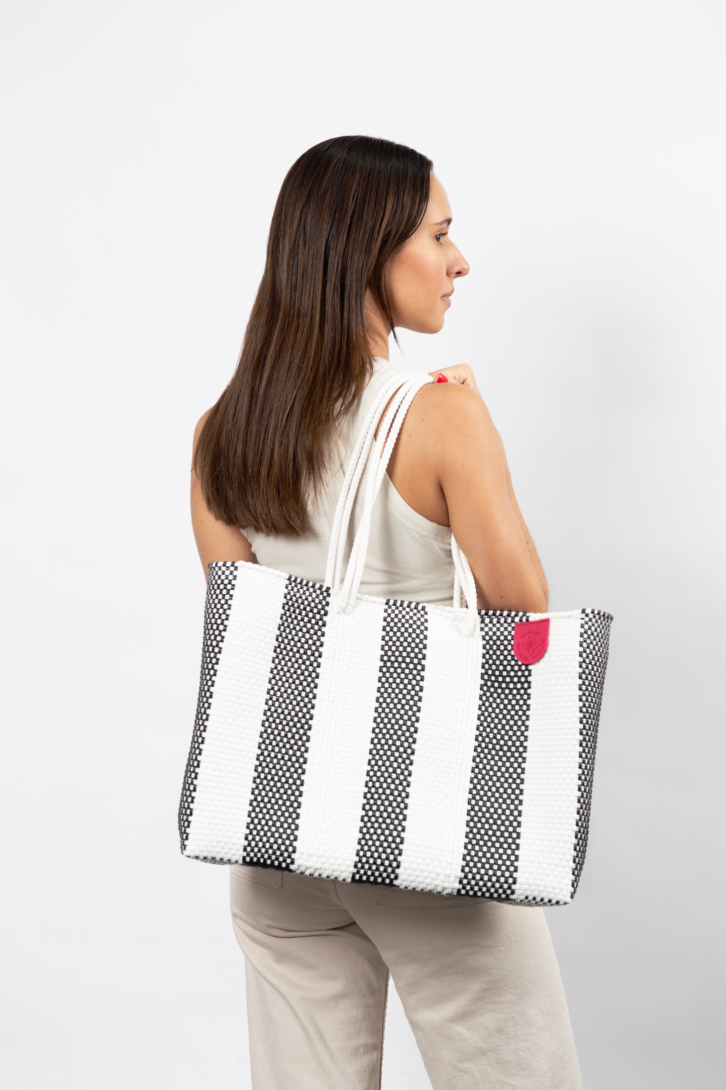 Zebra Woven Super Tote Tin Marin Brand