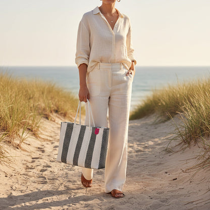 Zebra Woven Super Tote Tin Marin Brand