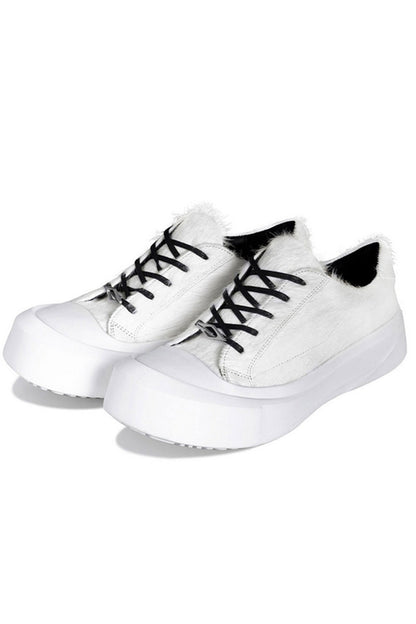 Suede Platform Distressed Sneakers - Wolvess