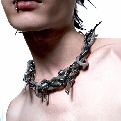 Industrial Mesh Braided Choker Necklace - Wolvess