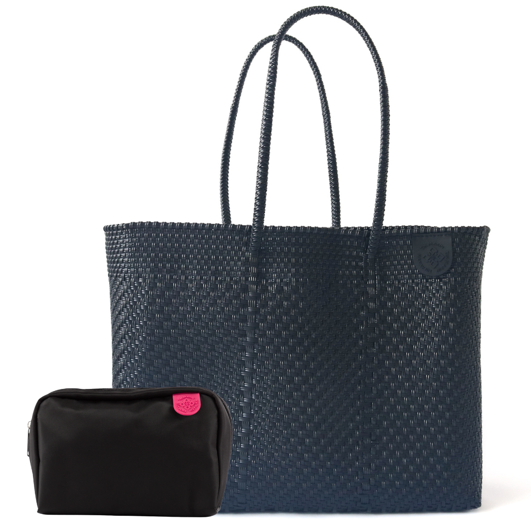 All Black Woven Super Tote Tin Marin Brand