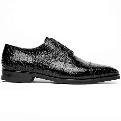 21-532-BKM ANDREA Crocodile Lace Up, Black Zelli Italia