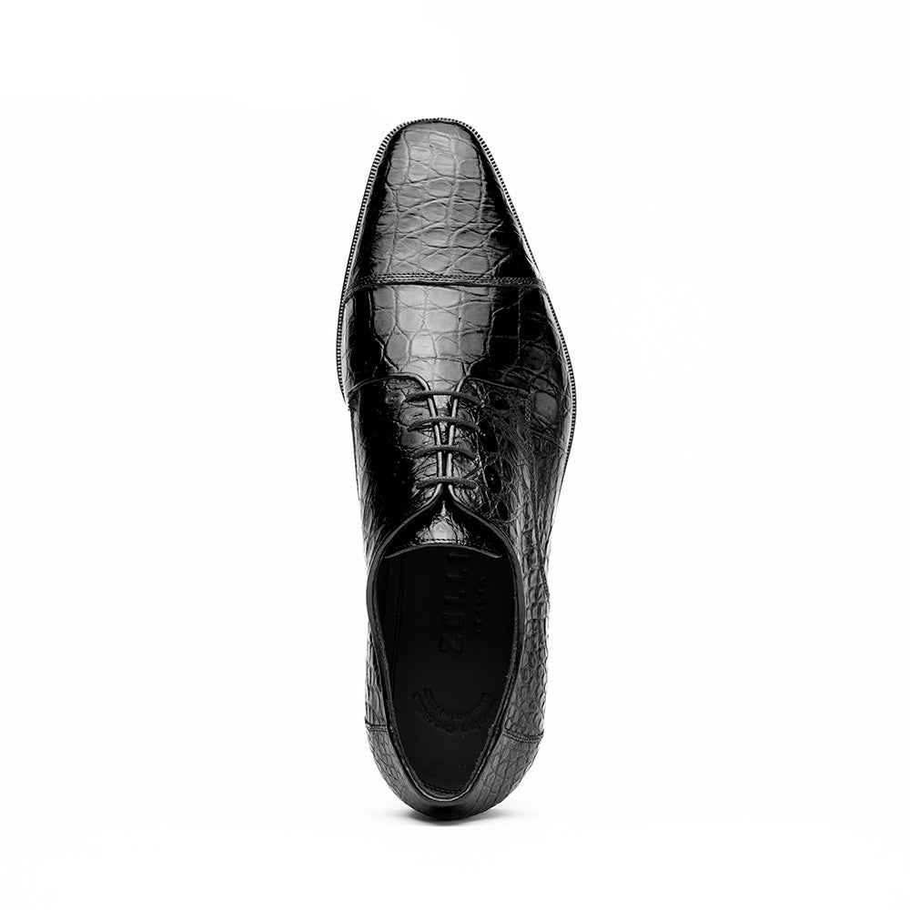 21-532-BKM ANDREA Crocodile Lace Up, Black Zelli Italia