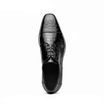 21-532-BKM ANDREA Crocodile Lace Up, Black Zelli Italia