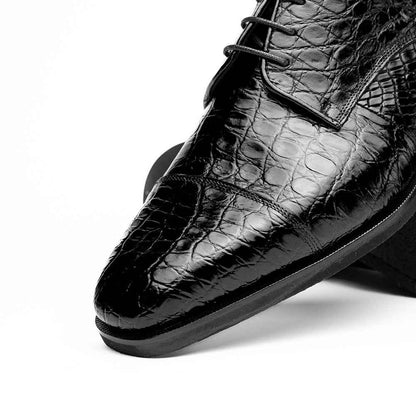 21-532-BKM ANDREA Crocodile Lace Up, Black Zelli Italia