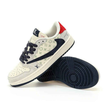 Custom Air Jordan 1 Low OG SP"Beige/Navy LV Monogram