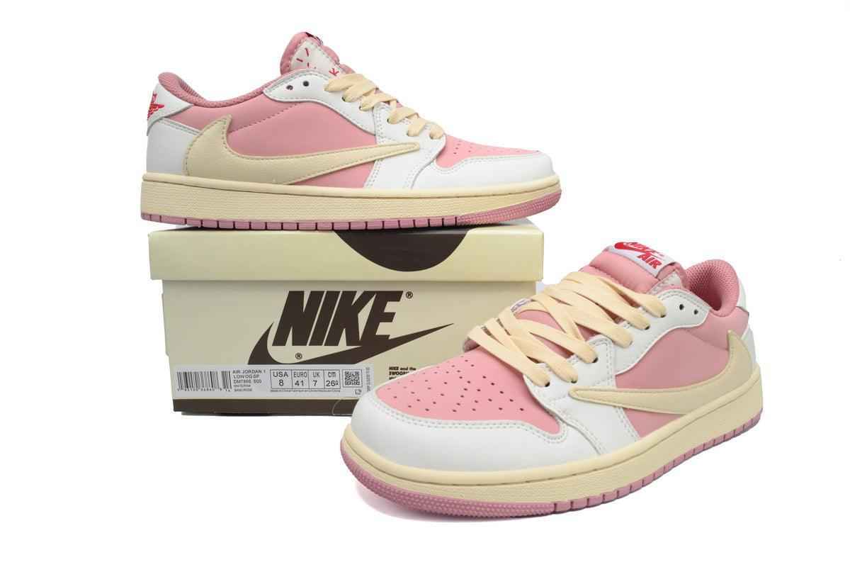 Custom Air Jordan 1 Low White Pink Travis Scott Edition