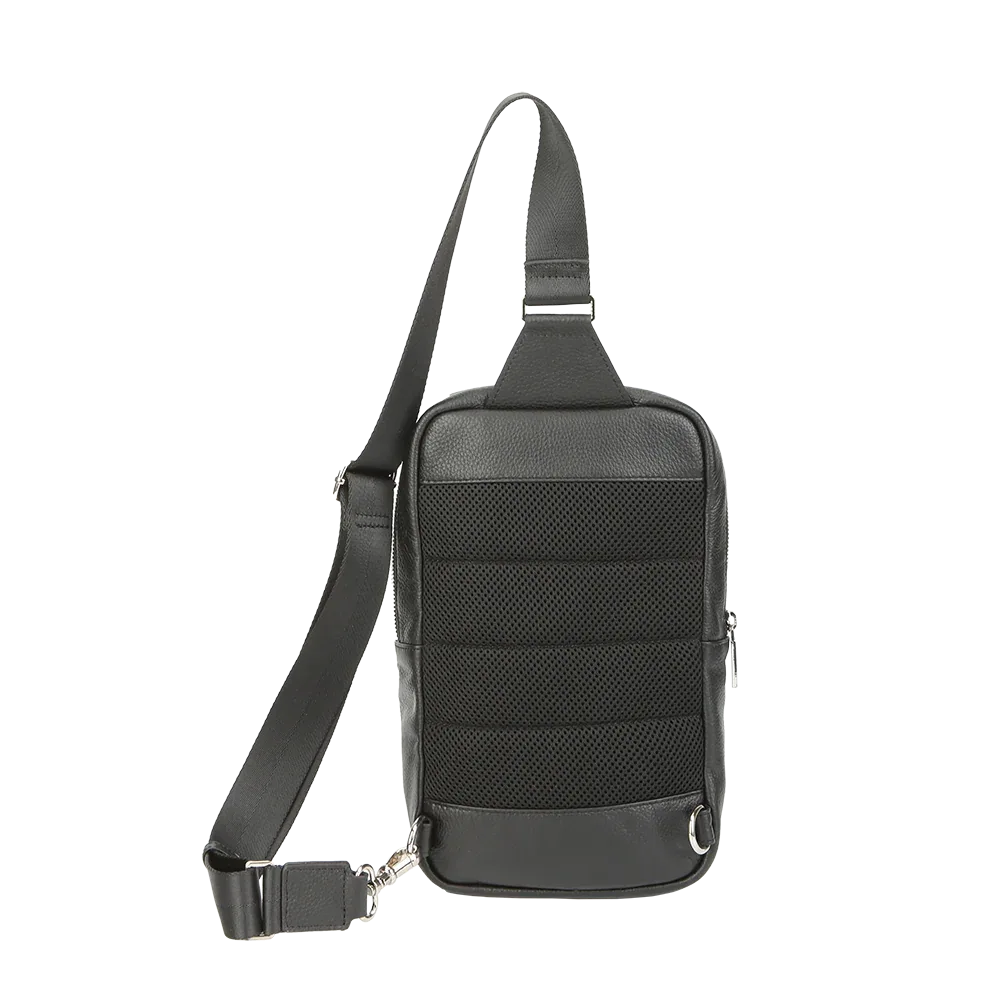 Black Pebbled Full-Grain Leather Sling Bag for Men – Crossbody Travel & Everyday Carry MiamiLeathers.com