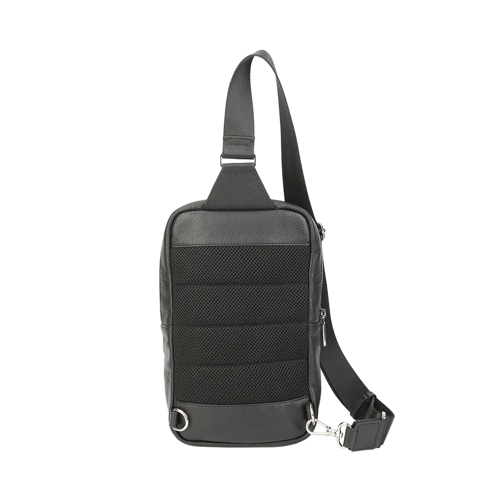 Black Pebbled Full-Grain Leather Sling Bag for Men – Crossbody Travel & Everyday Carry MiamiLeathers.com