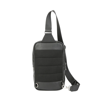 Black Pebbled Full-Grain Leather Sling Bag for Men – Crossbody Travel & Everyday Carry MiamiLeathers.com