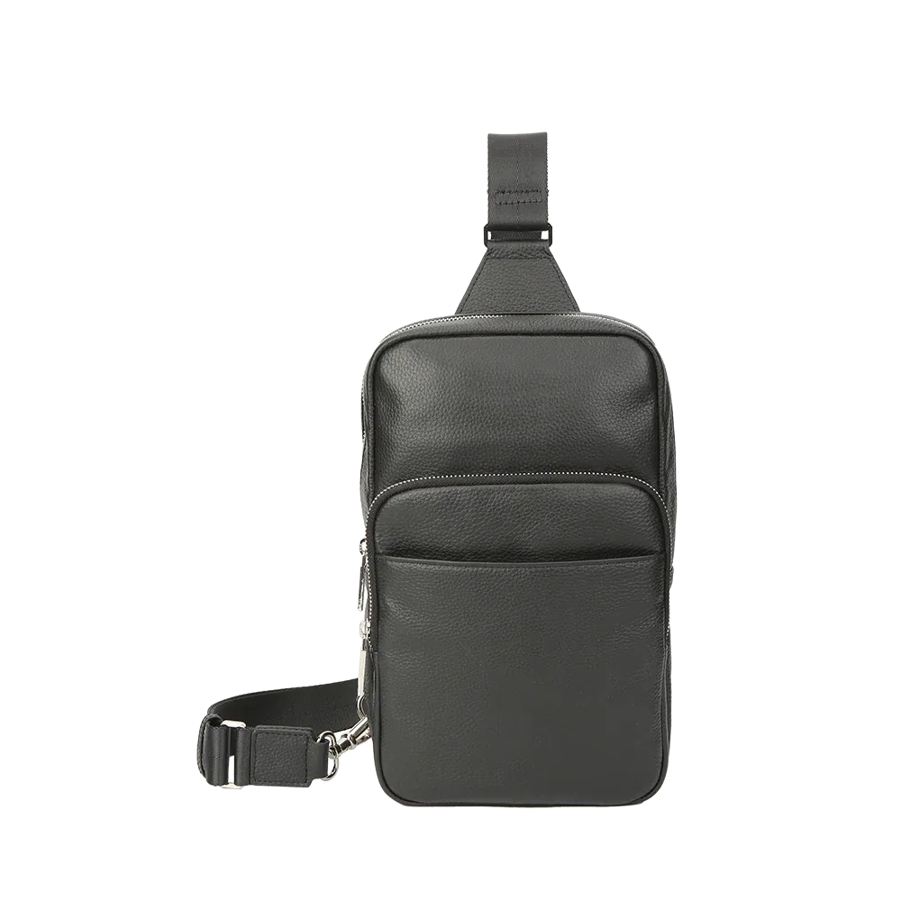 Black Pebbled Full-Grain Leather Sling Bag for Men – Crossbody Travel & Everyday Carry MiamiLeathers.com
