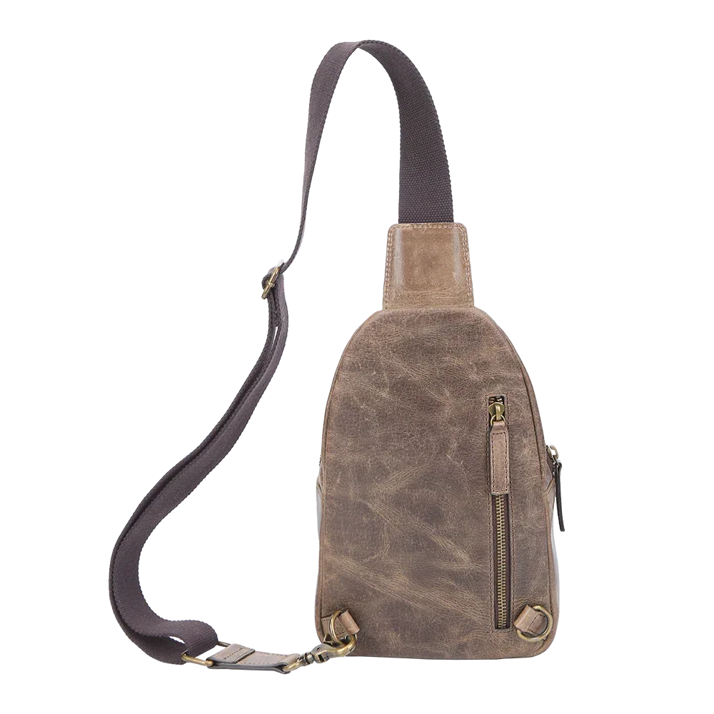 Crazy Horse Leather Sling Bag Small Version – Brown Full-Grain Crossbody for Men MiamiLeathers.com
