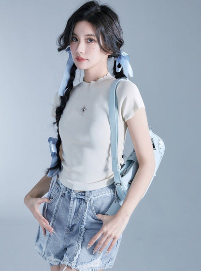 Edgy Baguette Shoulder Bag with Chain Strap - Wolvess