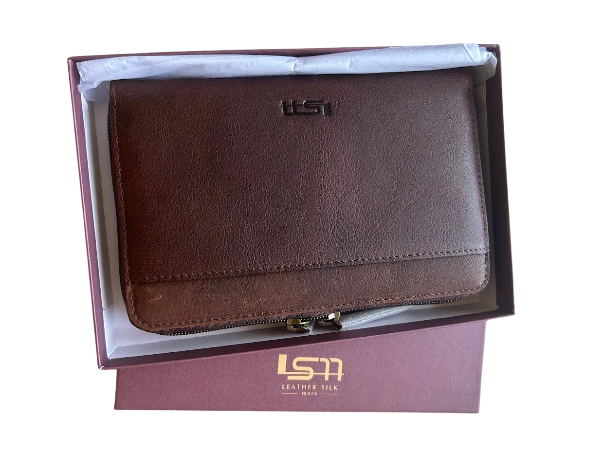 Cambridge Leather Double Zipper Wallet, Mens Wallet MiamiLeathers.com