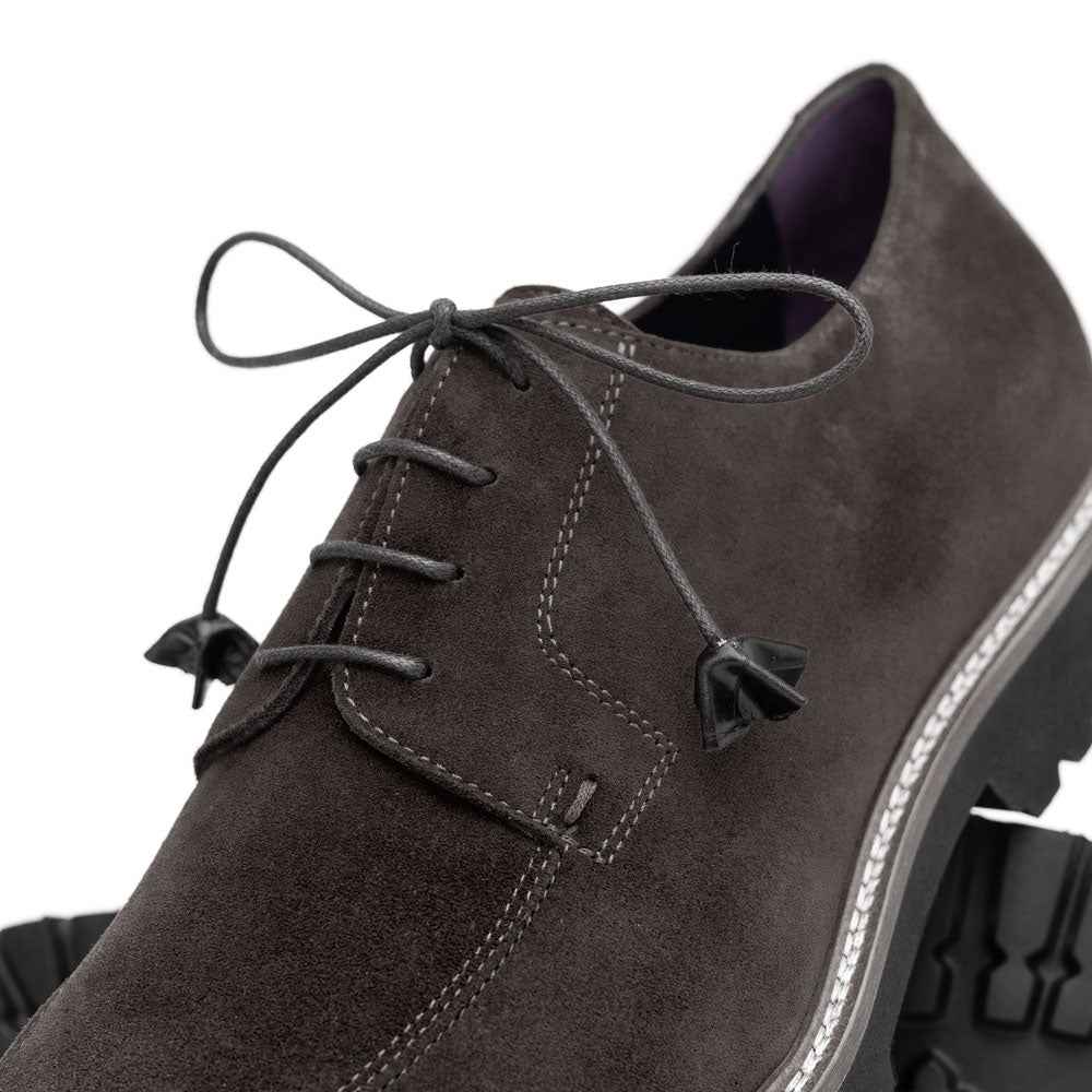 26-220-GRY CAMPO Sueded Goatskin Lace Up, Grey Zelli Italia