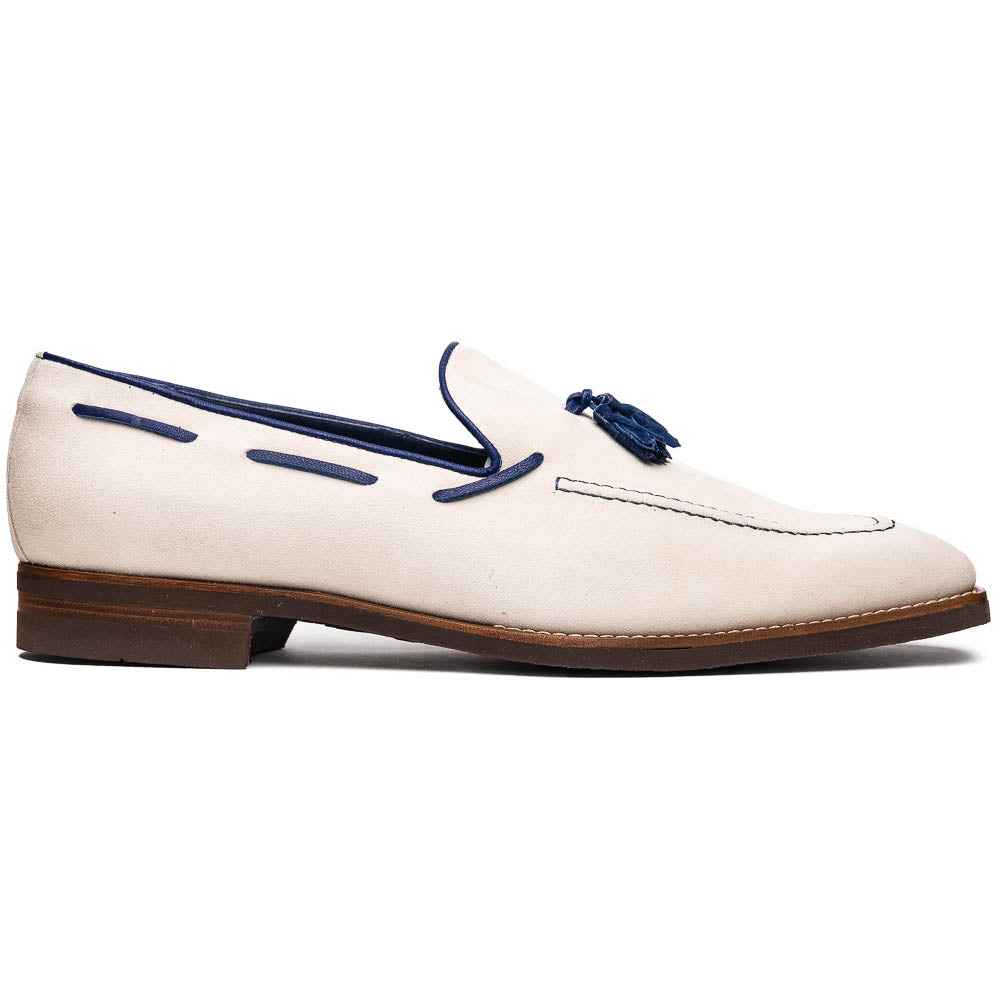 16-628-SND CARMEN Sueded Goatskin & Crocodile Tassel Loafer, Sand Zelli Italia