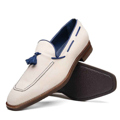 16-628-SND CARMEN Sueded Goatskin & Crocodile Tassel Loafer, Sand Zelli Italia