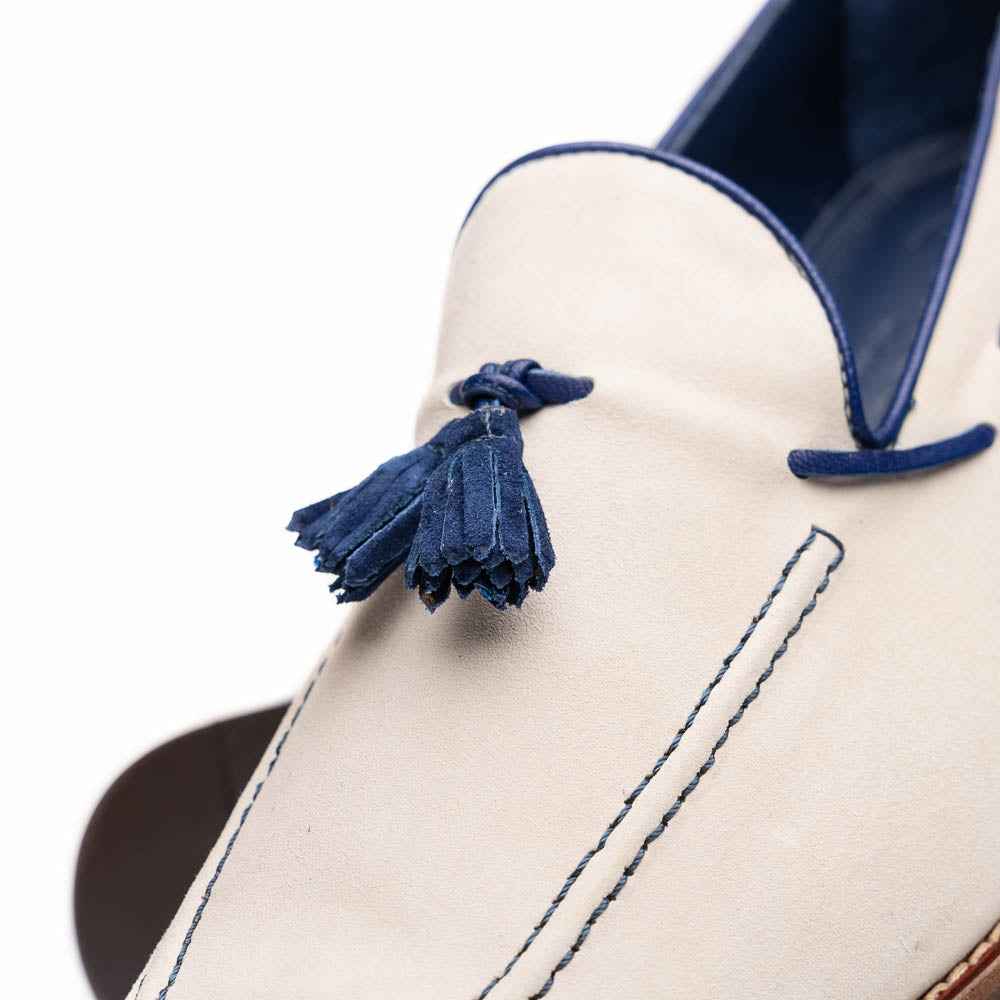 16-628-SND CARMEN Sueded Goatskin & Crocodile Tassel Loafer, Sand Zelli Italia