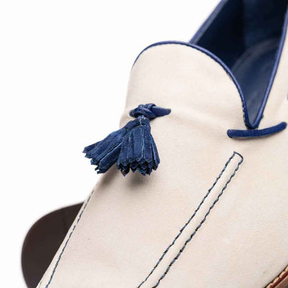16-628-SND CARMEN Sueded Goatskin & Crocodile Tassel Loafer, Sand Zelli Italia