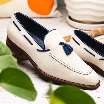 16-628-SND CARMEN Sueded Goatskin & Crocodile Tassel Loafer, Sand Zelli Italia