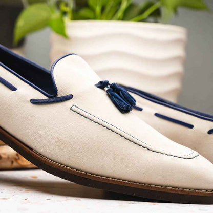 16-628-SND CARMEN Sueded Goatskin & Crocodile Tassel Loafer, Sand Zelli Italia